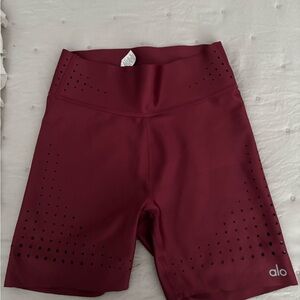 ALO Yoga Red Athletic Shorts with Stylish Perforations